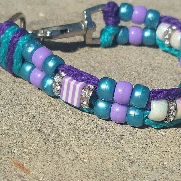 Custom Handmade Beaded Bling Dog Collar Charlotte Hornets - Picture 2 of 3